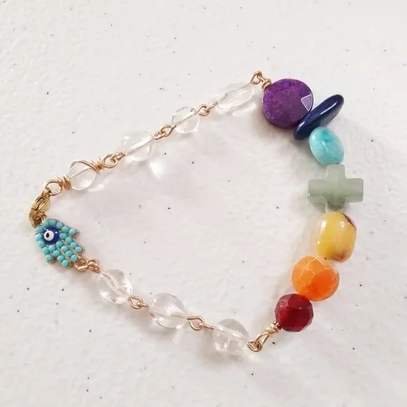Rainbow of Semi-Precious Stones - Unique Chakra Bracelet - Your Signature Style! - Picture 10 of 15